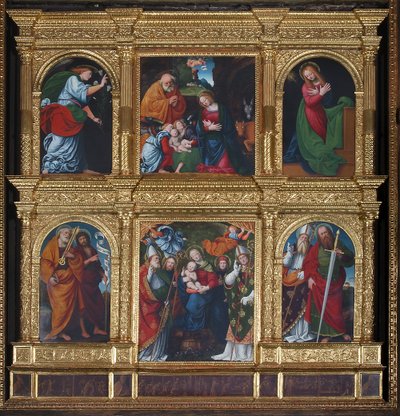 Angyali üdvözlet és születés, 1516 alkotó: Gaudenzio Ferrari
