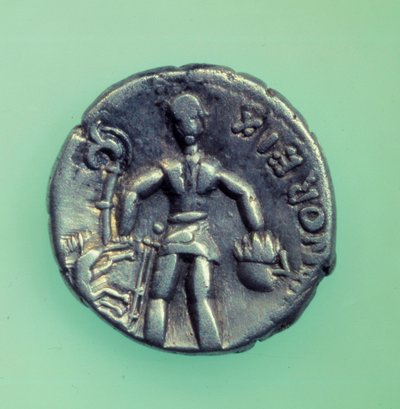 Gall civilizáció: az Eduen nép érme, amely egy harcost ábrázol. Kr.e. 1. század. alkotó: Gaulish Gaulish