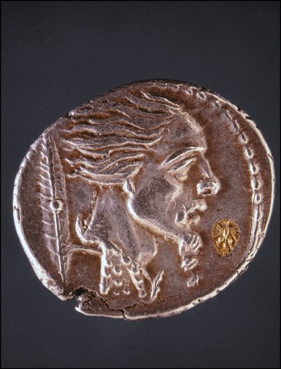 Vercingetorix feltételezett profilja egy Gauloise darabon. Az éremgyűjtemény múzeuma. Milánó alkotó: Gaulish Gaulish
