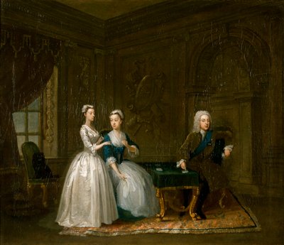 „János, Montagu 2. hercegének, feleségének és fiatalabb lányának portréja”, 1730 alkotó: Gawen Hamilton