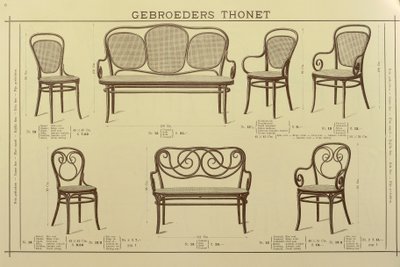 Szék és kanapé katalógus a Thonet Brothers, rajz, Ausztria alkotó: Gebruder Thonet