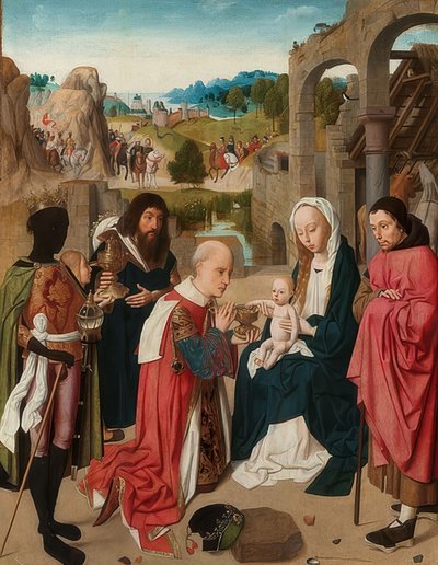 A bölcsek imádása. 1480-85 körül alkotó: Geertgen Tot sint Jans
