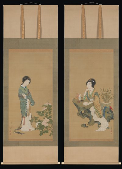 Yanji orchideákkal és Yang Guifei bazsarózsával, 1785. alkotó: Genki