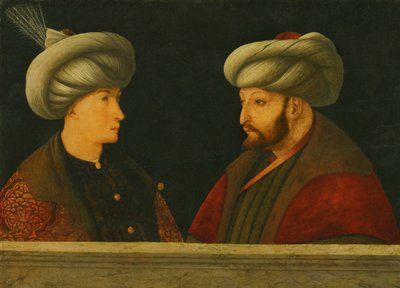 II. Mehmed szultán (1432-81) portréja egy fiatal méltósággal (olaj, fa) alkotó: Gentile (school of) Bellini