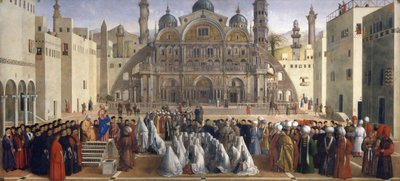 Szent Márk prédikál Alexandriában, Egyiptomban alkotó: Gentile and Giovanni Bellini