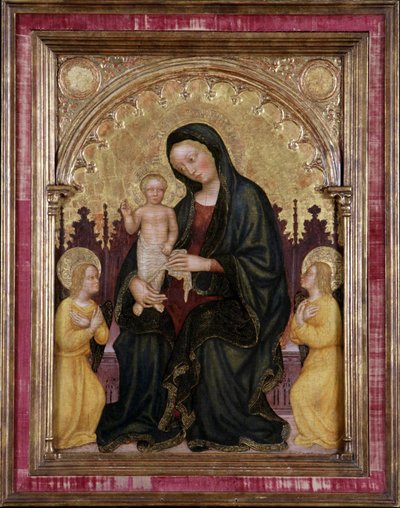 Madonna és gyermeke két angyallal trónolt alkotó: Gentile da Fabriano