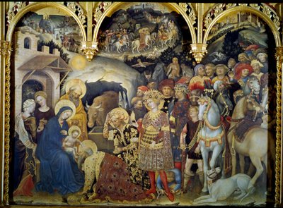 Gentile da Fabriano (1370-1427) Detrempe mágusainak imádása a fán 1423. V. 3x2,8 m Firenze, Uffizi galéria. alkotó: Gentile da Fabriano