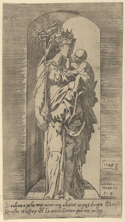 A szűz és a gyermek egy fülkében, 1543. alkotó: Geoffroy Dumoûtier