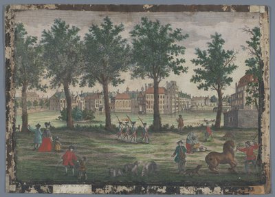 Kilátás a hágai Hofvijverre Prospect des Weihers gegen Hof anzusehen, zu Grafenhaag alkotó: Georg Balthasar Probst (possibly)