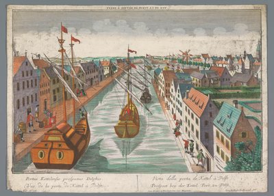 Kilátás egy csatornára a Ketelpoort közelében Delftben Prospect bey der Kettel Port, zu Delft (cím az objektumon) Delft (sorozat címe) alkotó: Georg Balthasar Probst
