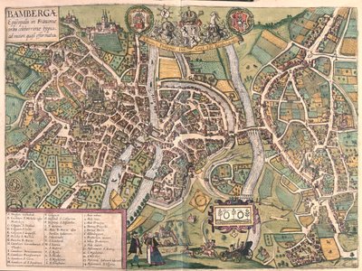 Bambergen, Németország - Georg Braun "Civitates Orbis Terrarum" című művében, Köln 1617. alkotó: Georg Braun