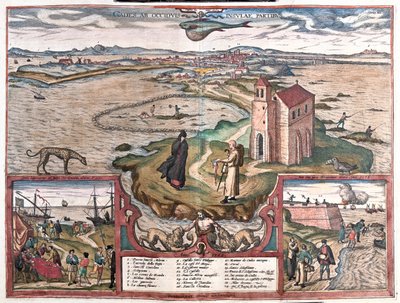 Cadice, Spanyolország - Georg Braun "Civitates Orbis Terrarum" című művében, Köln 1617. alkotó: Georg Braun
