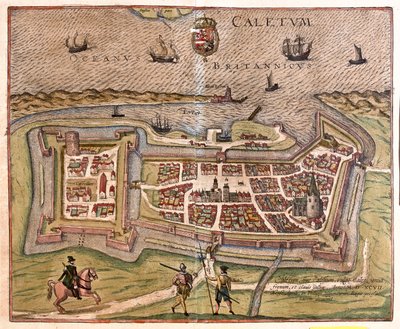 Calais, Franciaország - Georg Braun "Civitates Orbis Terrarum" című művében, Köln, 1617. alkotó: Georg Braun