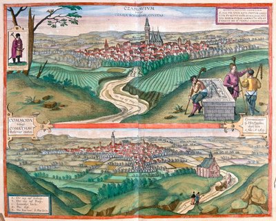 Caslav (Csehország) - Chomutov, Csehország- Georg Braun "Civitates Orbis Terrarum" című művében, Köln 1617. alkotó: Georg Braun