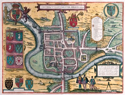 Chester - Nagy-Britannia, Georg Braun "Civitates Orbis Terrarum" című művében, Köln 1617. alkotó: Georg Braun