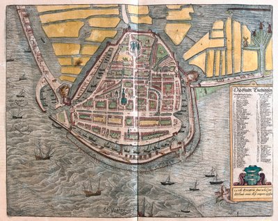 Enkhuizen, Hollandia - Georg Braun "Civitates Orbis Terrarum" című művében, Köln 1617. alkotó: Georg Braun