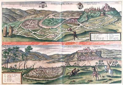 Esztergom, Magyarország - Georg Braun "Civitates Orbis Terrarum" című művében, Köln 1617. alkotó: Georg Braun