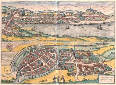 Flensburg - Itzehoe, Németország - Georg Braun "Civitates Orbis Terrarum" című művében, Köln, 1617. alkotó: Georg Braun
