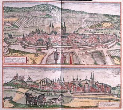 Halberstadt és Quedlinburg, Németország - Georg Braun "Civitates Orbis Terrarum" című művében, Köln 1617. alkotó: Georg Braun