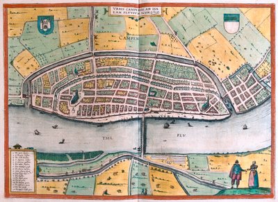 Kampen és az Ysel folyó, Hollandia - Georg Braun "Civitates Orbis Terrarum" című művében, Köln 1617. alkotó: Georg Braun