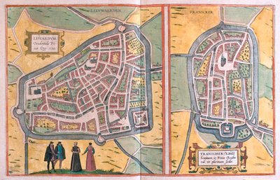 Leeuwarden (nyugat-fríz), Franeker, Hollandia - Georg Braun "Civitates Orbis Terrarum" című művében, Köln 1617. alkotó: Georg Braun