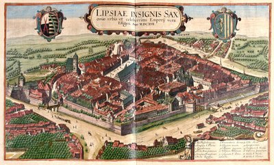 Lipcse (Lipsia), Németország - Georg Braun "Civitates Orbis Terrarum" című művében, Köln 1617. alkotó: Georg Braun