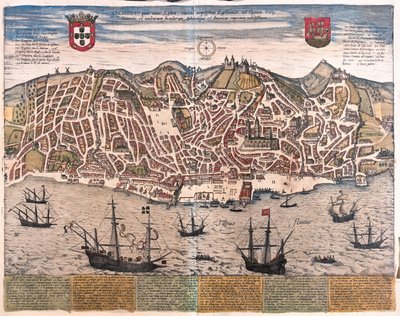 Lisszabon, Portugália - Georg Braun "Civitates Orbis Terrarum" című művében, Köln, 1617. alkotó: Georg Braun