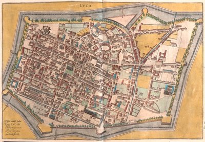 Lucca, Olaszország - Georg Braun "Civitates Orbis Terrarum" című művében, Köln 1617. alkotó: Georg Braun