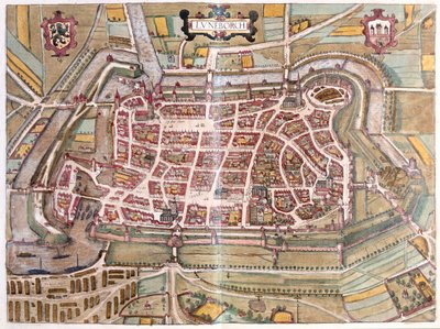 Luneburg, Németország - Georg Braun "Civitates Orbis Terrarum" című művében, Köln 1617. alkotó: Georg Braun