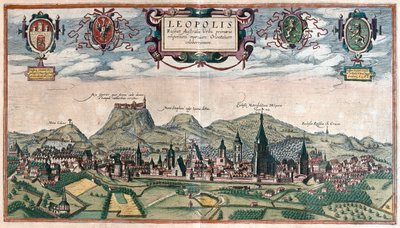 Lviv , Ukrajna- Georg Braun "Civitates Orbis Terrarum" című művében, Köln, 1617. alkotó: Georg Braun