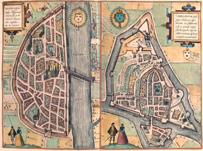Macon - Chalons sur Saone, Franciaország - Georg Braun "Civitates Orbis Terrarum" című művében, Köln 1617. alkotó: Georg Braun