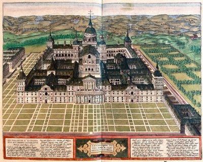 Kolostor (II. Fülöp király palotája), Spanyolország - Georg Braun "Civitates Orbis Terrarum" című művében, Köln 1617. alkotó: Georg Braun