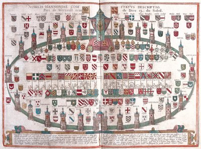 Mons , Belgium - Georg Braun "Civitates Orbis Terrarum" című művében, Köln, 1617. alkotó: Georg Braun