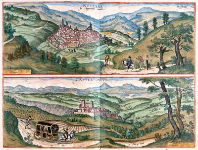 Nocera Umbra - Castelnuovo di Porto, Olaszország - Georg Braun "Civitates Orbis Terrarum" című művében, Köln, 1617. alkotó: Georg Braun