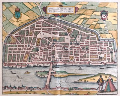 Orleans - Franciaország, Georg Braun "Civitates Orbis Terrarum" című művében, Köln 1617. alkotó: Georg Braun