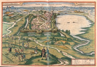 Pápa, Magyarország - Georg Braun "Civitates Orbis Terrarum" című művében, Köln 1617. alkotó: Georg Braun