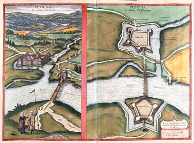 Petrinja, Horvátország - Georg Braun "Civitates Orbis Terrarum" című művében, Köln 1617. alkotó: Georg Braun