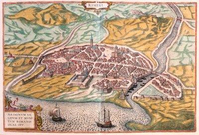 Rimini, Olaszország - Georg Braun "Civitates Orbis Terrarum" című művében, Köln 1617. alkotó: Georg Braun