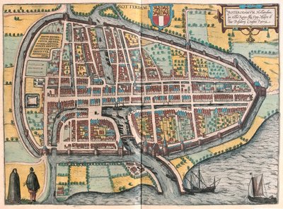 Rotterdam, Hollandia - Georg Braun "Civitates Orbis Terrarum" című művében, Köln 1617. alkotó: Georg Braun