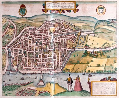 Rouen - Franciaország, Georg Braun "Civitates Orbis Terrarum" című művében, Köln 1617. alkotó: Georg Braun
