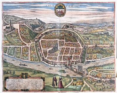 Saintes, Franciaország - Georg Braun "Civitates Orbis Terrarum" című művében, Köln 1617. alkotó: Georg Braun