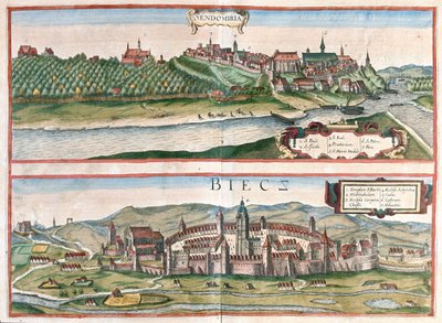 Sandomierz - Biecz, Lengyelország- Georg Braun "Civitates Orbis Terrarum" című művében, Köln 1617. alkotó: Georg Braun