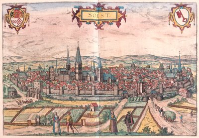 Soest, Németország - Georg Braun "Civitates Orbis Terrarum" című művében, Köln 1617. alkotó: Georg Braun