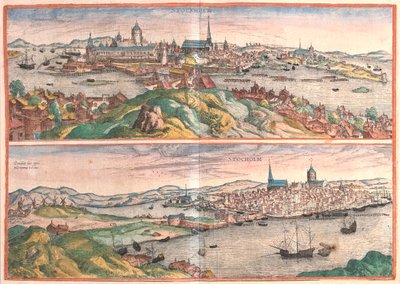 Stockholm, Svédország - Georg Braun "Civitates Orbis Terrarum" című művében, Köln 1617. alkotó: Georg Braun