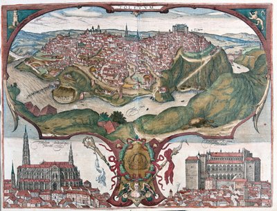 Toledo, Spanyolország - Georg Braun "Civitates Orbis Terrarum" című művében, Köln 1617. alkotó: Georg Braun