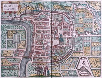 Trento, Olaszország - Georg Braun "Civitates Orbis Terrarum" című művében, Köln 1617. alkotó: Georg Braun