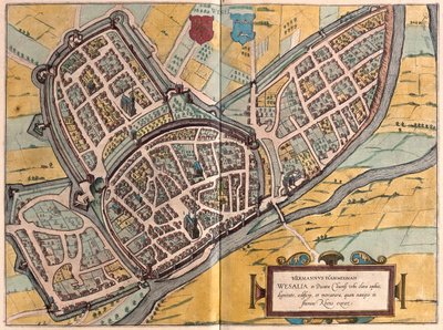 Wesel, Nordrhein Westphalia, Németország - Georg Braun "Civitates Orbis Terrarum" című művében, Köln 1617. alkotó: Georg Braun