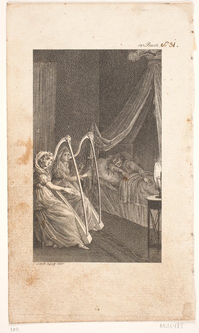 Illusztráció hárfa játékosokkal alkotó: Georg Christian Schule