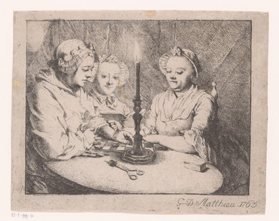Gyertyafénynél játszó hölgyek alkotó: Georg David Matthieu