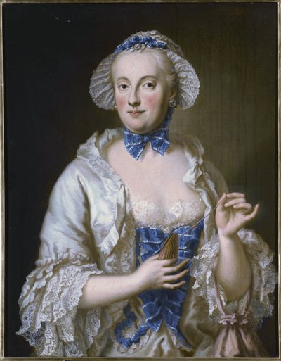 Francia: Marie-Anne-Sophie de Saxe, princesse électrice de Bavière (1728-1797) Maria Anna Sophia szászországi hercegnő, bajorországi választófejedelemasszony portréja (1728-1797) alkotó: Georg Desmarees